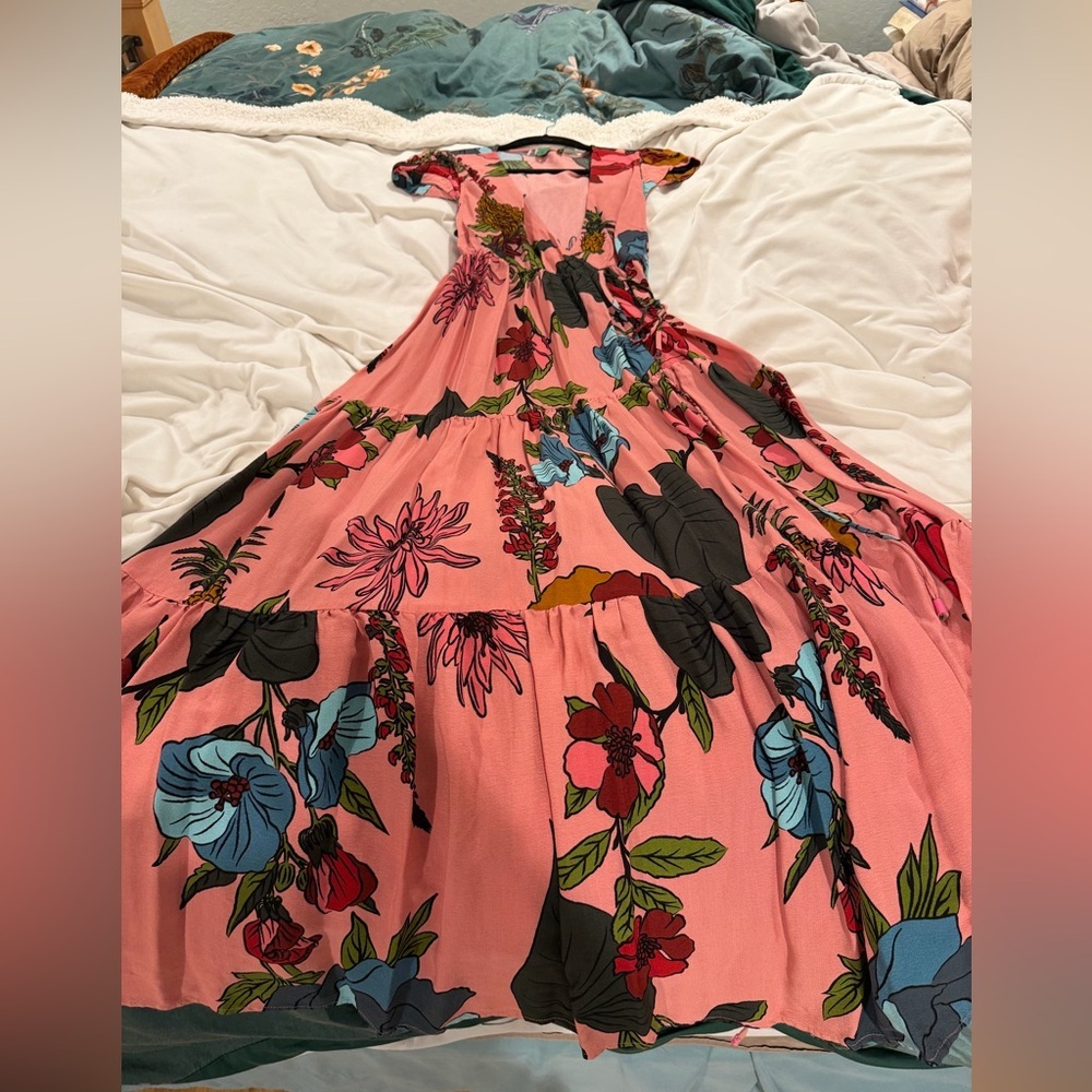 Farm Rio Floral Pink Wrap Maxi Dress P/S